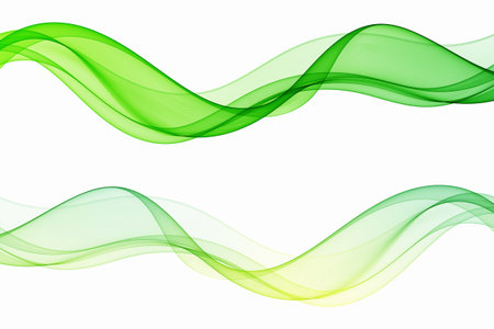 Green waves collection, transparent design element. Wave flow.のイラスト素材