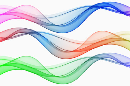 Abstract background design, set of waves, lines of colored waves on white backgroundのイラスト素材