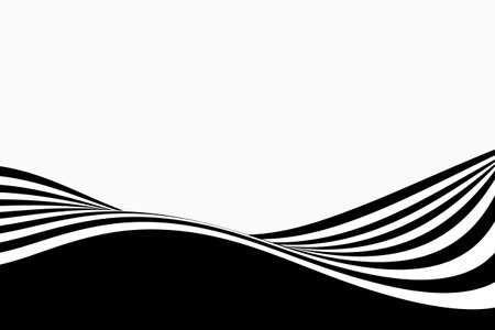 Black and white wavy design with optical illusion. Abstract 3D geometric background.のイラスト素材