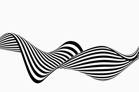 Abstract wave background waves, black and white wavy stripes or lines , background illusion.のイラスト素材