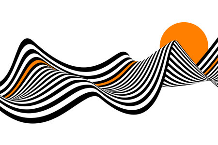 Abstract wave background, black and white wavy stripes and lines.のイラスト素材