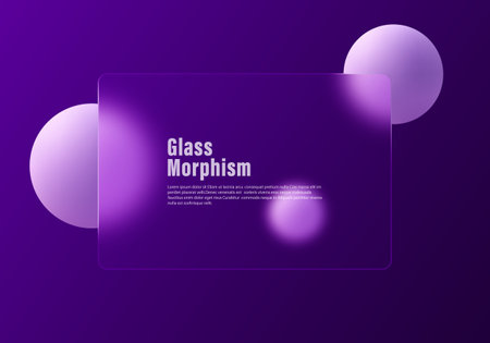Transparent horizontal presentation screen with glass overlay effect on gradient spheres.のイラスト素材