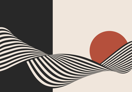 Abstract wave background, wavy stripes or lines, optical art.のイラスト素材