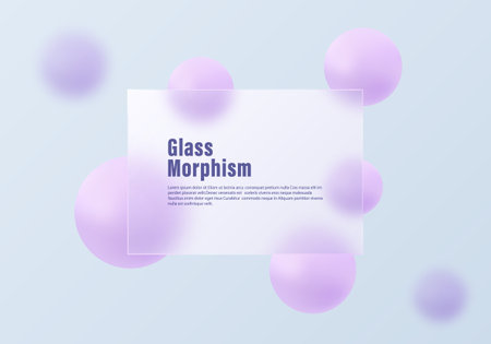 Abstract background, sphere and partition. Website landing page in glass morphism style.のイラスト素材
