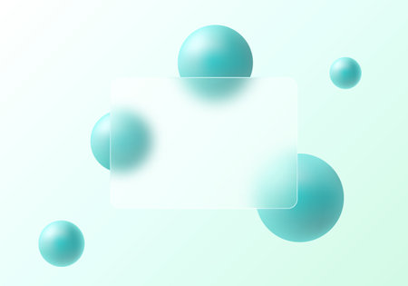 Abstract minimalistic background for glass morphism presentation. Panel of transparent material and sphereのイラスト素材