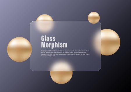 Vector image in glass morphism style. Translucent template for website. Frosted glass and spheres.のイラスト素材