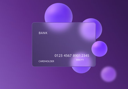 Transparent credit card background with glowing purple spheresのイラスト素材