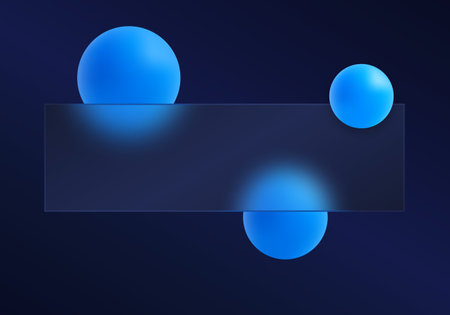 Dark glassmorphism background with blue spheresのイラスト素材