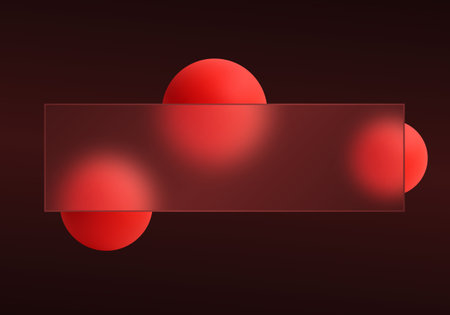 Dark glassmorphism background with red spheresのイラスト素材