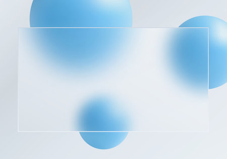 Glass morphism background with blue spheres and transparent panelのイラスト素材