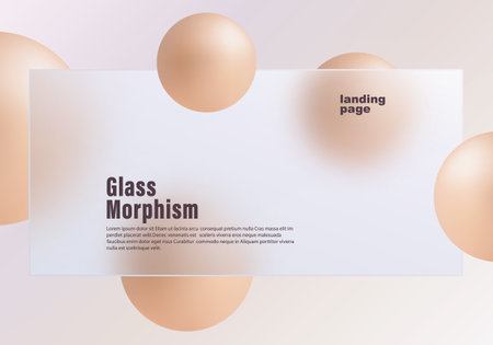Glass morphism landing page vector with 3D spheresのイラスト素材