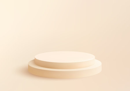 Clean two-tier round vector podium in soft beige tones with subtle shadowsのイラスト素材