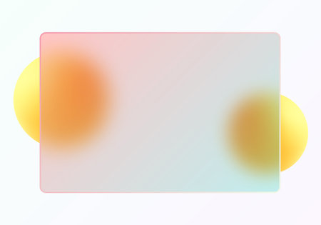 Modern glassmorphism banner with soft pink and yellow gradient spheres on a light background for digital and web designのイラスト素材