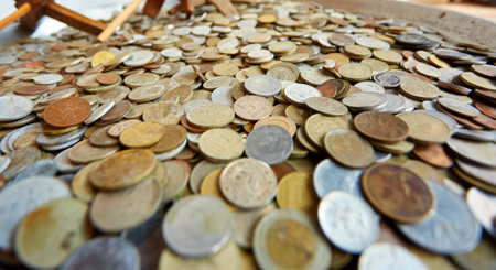 Many different old coins in a dish. Turkey