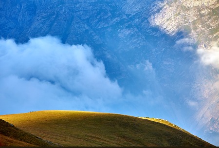 Caucasus green hills and mountains, on the sunset. Georgiaの写真素材