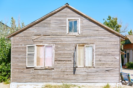 Wooden bungalow on the beach at the sunny dayの写真素材