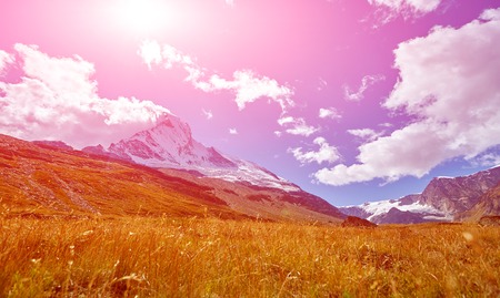 Snow capped mountains.  Trek near Matterhorn mount.の写真素材