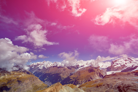 Snow capped mountains.  Trek near Matterhorn mount.の写真素材