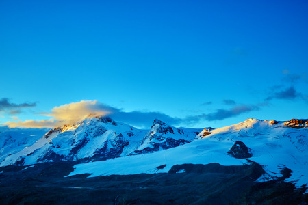 Snow capped mountains.   Trek near Matterhorn mount.の写真素材