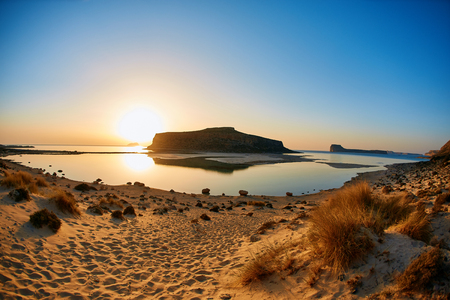 panoramic view on Balos beach at the sunset, Crete, Greeceの写真素材