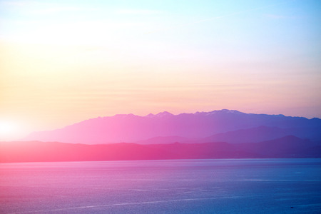 panoramic view on Balos beach at the sunset, Crete, Greeceの写真素材