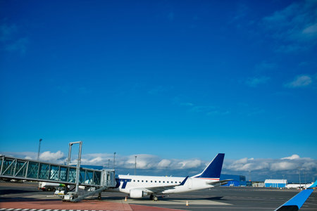 Entrance to the airport in Tallin, Estoniaの写真素材