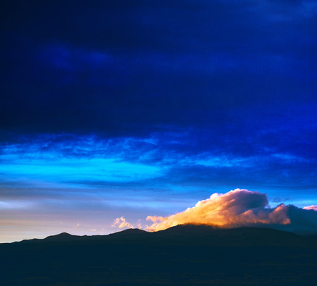Texture of bright evening sky during sunset in the Iceland mountains.の写真素材