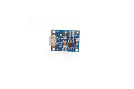 USB battery charger for DIY projects electronic board isolated.