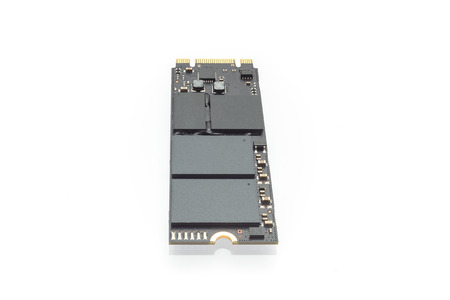 New type of storage M2 high speed SSD closeup on white backgroundの写真素材