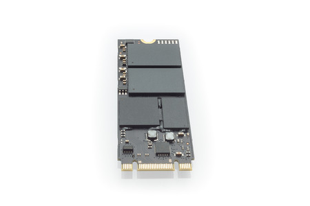 New type of storage M2 high speed SSD closeup on white backgroundの写真素材