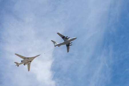 Russia. Moscow - May 9, 2015. The Victory Day. Air parade over the Red Square in honour of the celebration of the 70th anniversary of Victory Day.のeditorial素材