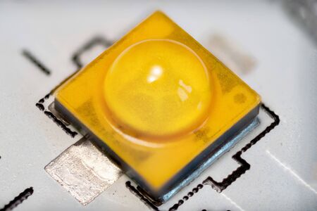 High power warm white smd LED chip on aluminum star circuit macroの写真素材
