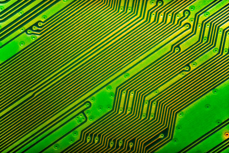 Green circuit board PCB without components.の写真素材