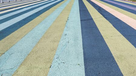Stadium covering colored stripes, clear summer dayの写真素材