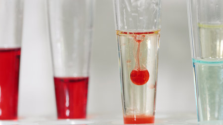 Blood test - drop drowns in reagent