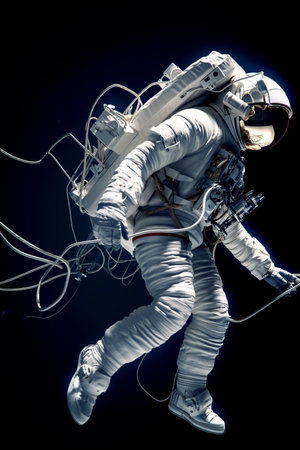 Astronaut in outer space in weightlessness. AI generatedの写真素材