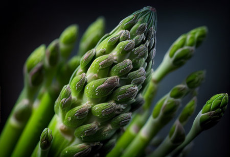 Fresh green asparagus close up. AI generatedの写真素材