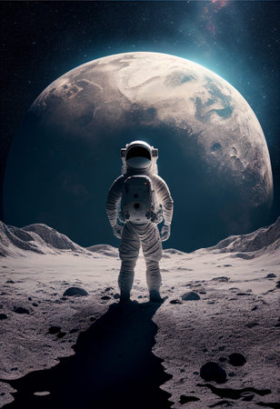 Astronaut on a desert planet. AI generated.