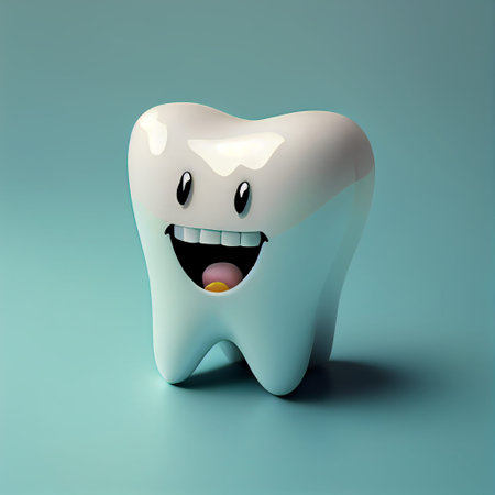 Cheerful human tooth. AI generated.