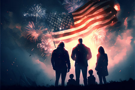 People celebrating USA Independence Day. AI generated.