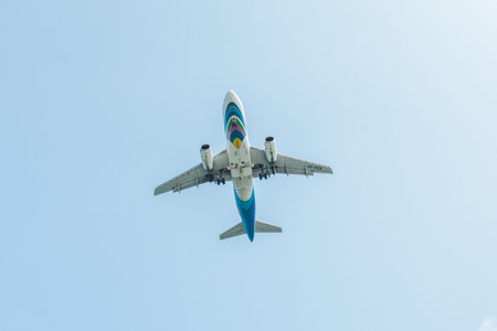 Ko Samui, Thailand, 22 March 2026: Bangkok Airways airplane flying over Koh Samui island in Thailand...