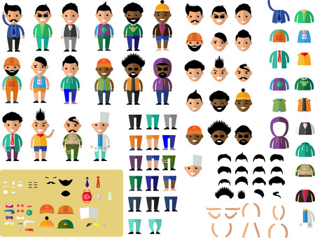 Set of vector cute character avatar icons in flat designのイラスト素材