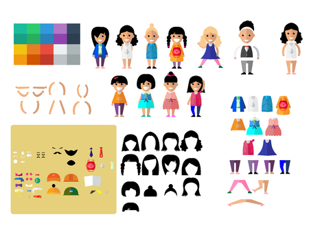 Set of vector cute character avatar icons in flat designのイラスト素材