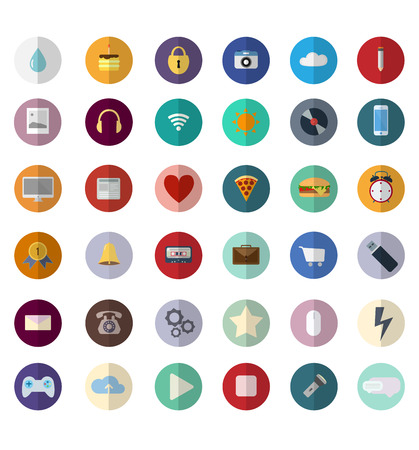 Set of office icons in flat design with  shadows. 36 iconのイラスト素材