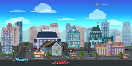 city game background 2d game application. Vector design.のイラスト素材