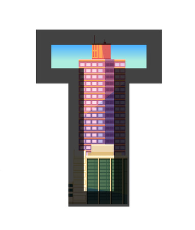 Word City with city,town silhouette.Typographic illustrations. Sign, template logo isolatedのイラスト素材