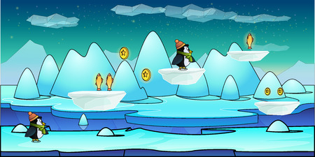 Mountain seamless background illustration for mobile app, web, game with snow and ice. .のイラスト素材