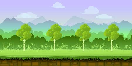 game background 2d game application. Vector design. Tileable horizontally. Size 1024x512. Ready for parallax effectのイラスト素材