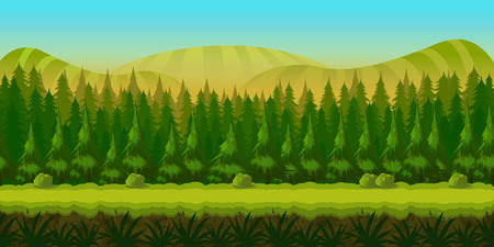 Seamless fantasy landscape, game background with separated layers for parallax effect. illustration for your designの写真素材