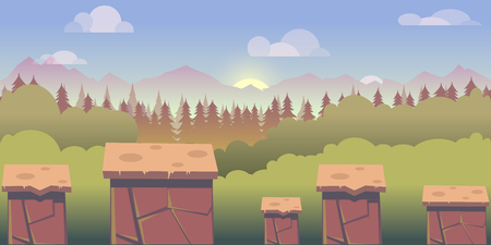 illustration of mobile app game landscape level backgroundの写真素材